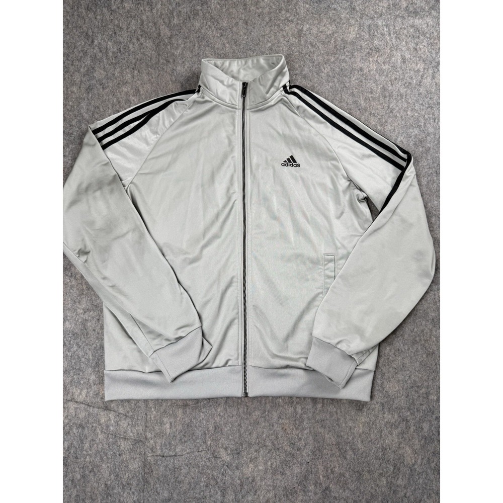 Adidas‎ Men's  3-Stripes Tricot Track Jacket Size Medium , Grey With Black